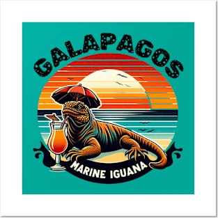 Galapagos islands lizards marine iguana for kids women men Posters and Art